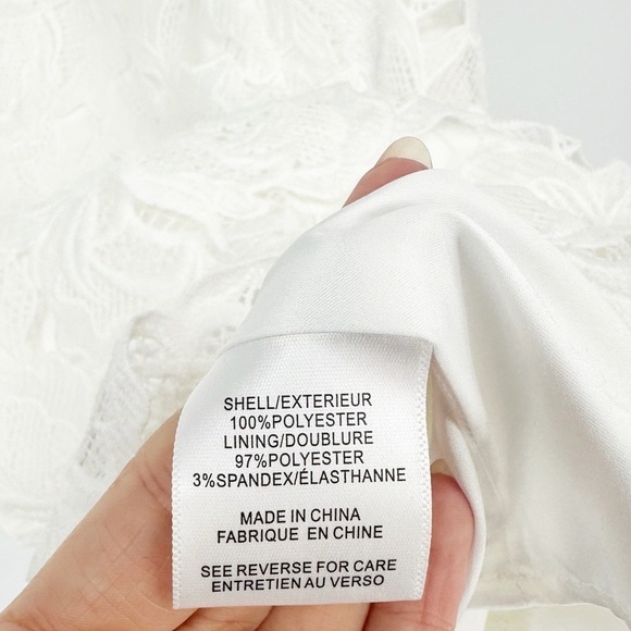 NEW Milly Atalie 3D Floral Lace Dress V-Neck Puff Sleeve in White Women's 0 - Picture 8 of 11